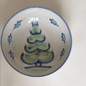 Festive Ceramic Bowl with Christmas Tree Design